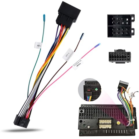 Inefala ISO-adapter för Android bilradio 16 stift | Universalkontakt, rattstyrning Key 1 Key 2, Reverse Control Line