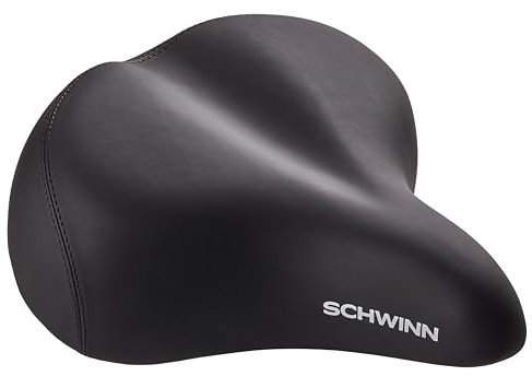 Schwinn Komfort Fahrradsitz für Damen und Herren, Commute Plus Schaumstoff-Plüsch, Ersatzsattel passend für alle Erwachsenenfahrräder mit Standard-Sattelstütze, Schwarz