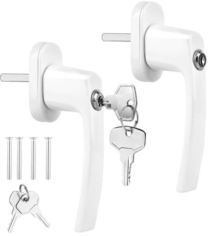 VMUTGA 2 Piezas Manillas de Ventana con Cerradura, Manilla de Ventana de Aluminio con Cerradura, Cerradura de Ventana, Cerradura de Ventana de Seguridad para Niños con Cerradura