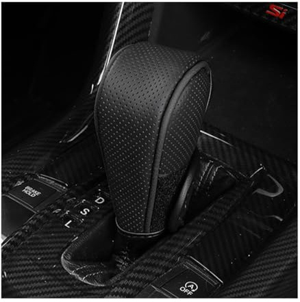 Adunsiaoto Copri Lva Cambio Automatico Universale in Pelle PU, Copri Pomello Del Cambio in Pelle Traspirante per Auto Con Design a Velcro, Adatto Alla Maggior Parte Delle Auto E Dei Camion(Nero)