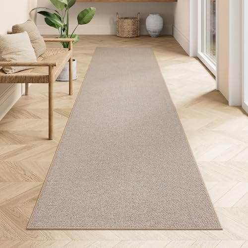 SONGMICS Wohnzimmerteppich Waschbar rutschfest, Boho, 80 x 300 cm | Webteppich Faltbar, Dekoration für Schlafzimmer, Kamelbraun, Verina Kollektion TAR098K01