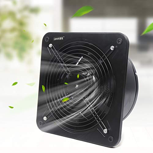 Extractor de Aire 150W 2600 r/min, Ventilador de Baño 2850m³/h, Ventilador Metálico de Pared para Cocina Garaje Sótano (Negro, 150mm)