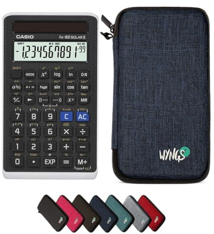 Casio fx-82 Solar II Taschenrechner inklusive Schutztasche von WYNGS in Blau - Basic Set
