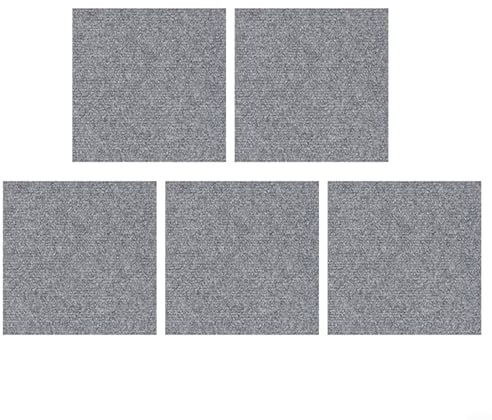 Sileduove 5 Stück Teppichfliesen Moskau, 30x30cm Bodenbelag Selbstklebend Gewerbeteppich mit Antirutsch, strapazierfähiger Teppich Bodenbelag(Light grey)