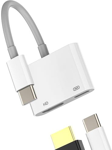 Adaptateur USB C vers Hdmi (2 en 1) Chargeur 4k pour Apple Macbook Pro Mini Compatible avec Samsung pour iPad Air TV Thunderbolt Displayport Câble Jack Connecteur 240hz Dongle Splitter Ecran Appareil