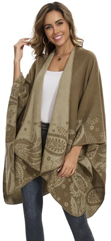 FEFLO Sciarpe e Mantelle per Donna, Elegante Mantella Lavorata a Maglia con Apertura Frontale, Poncho Sciarpa Coperta Cardigan Cappotto per Primavera, Autunno e Inverno