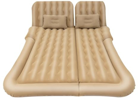MINRS Materasso per auto, 120 x 170 cm, autogonfiabile, con pompa ad aria e cuscino, impermeabile, portatile, per viaggi, campeggio, attività all'aperto (beige)