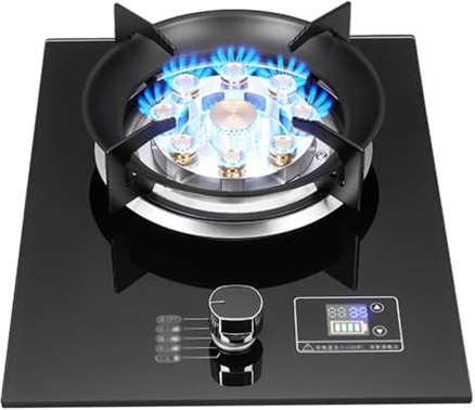 THEGA Stufa A Gas, Piano Cottura A Gas con Bruciatore da 5,2 KW, Piano Cottura A Gas da Incasso con 1 Bruciatore, Griglia per Pentole in Ghisa in Vetro Temperato, con Protezione Antispegnimento(LPG)