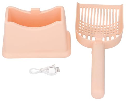 Elektrisk Kattströskopa, Kraftfull Vibrerande Kattströskopa med Nattljus, Bärbar Sladdlös Ströskopa med Hållare, för Klumpar och Kristallsand, Tyst Drift (ORANGE)