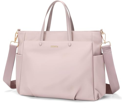 GOLF SUPAGS 15.6 Zoll Laptop Umhängetasche, Computer Tragetasche für Damen, Stilvolle Handtasche für Arbeit und Reisen (Rosa Grau)