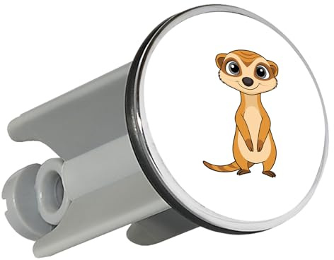 Huuraa Waschbeckenstöpsel Erdmännchen Comic Geschenk | Universal Stopfen 4cm höhenverstellbar Abflussstopfen Geschenkidee Stöpsel mit Motiv für das Waschbecken