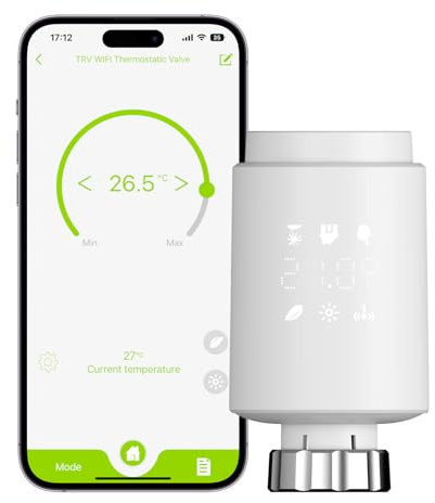 Termostato para Radiador (Válvula), Control WiFi Via Tuya/Smart Life, Compatible con Asistentes Alexa/Google, Instalación Sencilla