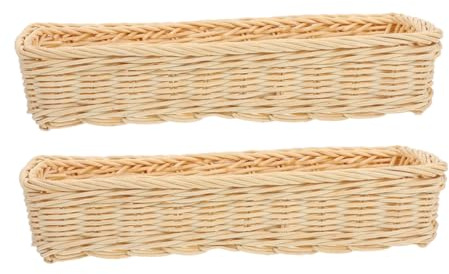MUCKLILY 2pezzi Cesto Portaoggetti in Rattan Intrecciato Organizer Per Posate e Stoviglie Cestino Bianco Per Cucina e Tavolo Da Pranzo Contenitore