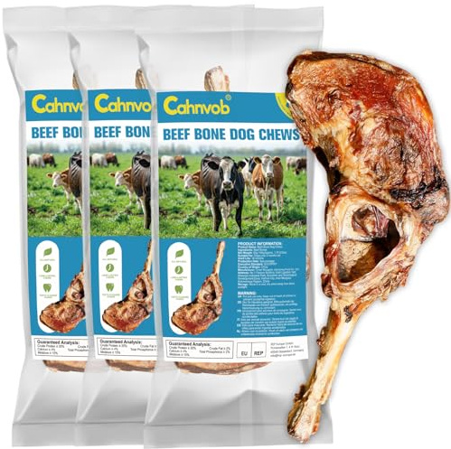 Osso di manzo naturale per cane, snack da masticare durevole, ingrediente unico, snack da masticare digeribile per la salute dentale (confezione da 3)