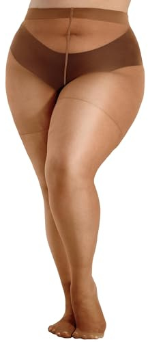 HeyUU Medias para mujer, tallas grandes, 20D, elásticas, curvas, XL-4XL, marrón, 3XL