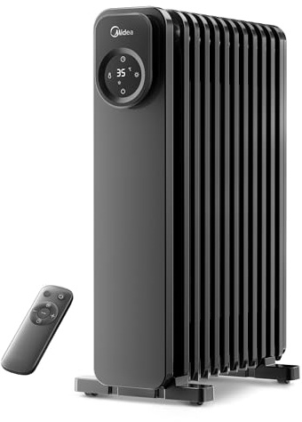 Midea 2300W Oil Radiator, 11‑Fin Heater, Remote, Thermostat, 24H Timer