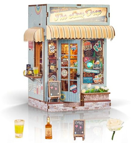 Cuteefun Miniatura da Costruire, Booknook con Illuminazione Touch, Casa delle Bambole in Miniatura Fai Da Te, Regalo Creativo per Adulti e Adolescenti(L'Ultima Goccia)