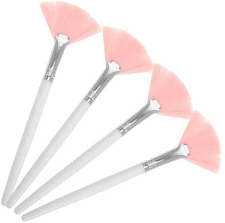 iplusmile 4 piezas Brochas Maquillaje Abanico Mango Pinceles Iluminador para Rostro Polvo Colorete Mezcla Fácil para Profesionales y Uso Diario