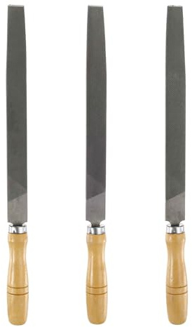 HARFINGTON 3pcs Tip Cut File 10 Double Cut Teeth High Carbon Steel Hand Rasp File with Wood Handle for Metal Wood Deburring Removing