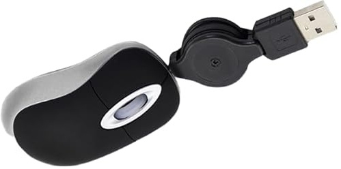 DUSTEWQ Mini kleine Reise optische Maus tragbare Maus (mit ausziehbarem USB-Kabel), geeignet für PC, Desktop-Computer, Büro Geschäftshaus, Laptop-Computer (schwarz)