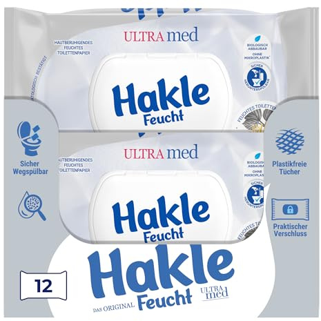 Hakle Feucht ULTRA MED – 12x42 Blatt, Beruhigende und Sanfte Pflege | 12 x 42 Blatt, Beruhigende und Sanfte Pflege, für Sensible und Gestresste Haut
