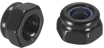 QUARKZMAN 30Stk M5 x 0.8 Nylon-Einsatz-Hexagon-Sicherungsmuttern, Kohlenstoffstahl Selbstsichernde Nylon-Einsatz-Stoppmutter für Industrielle Bauverbindungselemente, Schwarz&Schwarz