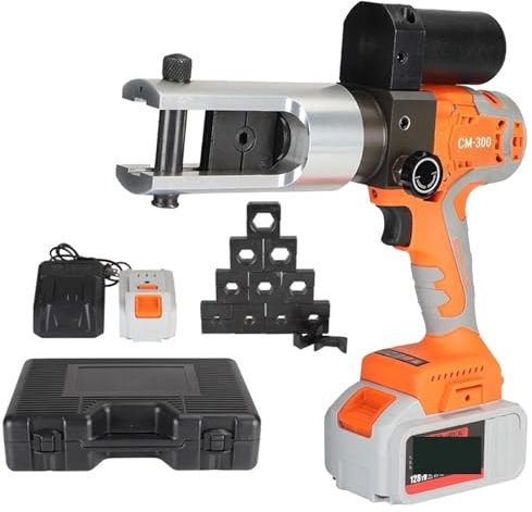 Electric Hydraulic Cable Lug Crimper Pliers, Rechargeable Hydraulic Crimping Tool Kits with 11 Dies, Crimp 20000 Times, for Cu/Al Terminal