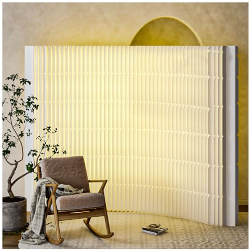 Aeovot Papier Paravent Raumteiler Innen, Trennwand Raumteiler Ideen Ohne Bohren mit LED, Faltbar Beweglich Separator Room Divider Wall, Raumtrenner für Wohn-/Schlafzimmer