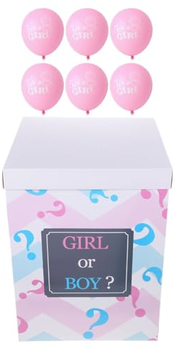 BESPORTBLE Scatola di Palloncini Gender Reveal con Palloncini Rosa e Coriandoli Decorazioni per Shower Set per Annuncio del Sesso del Nascituro per Festa di Rivelazione