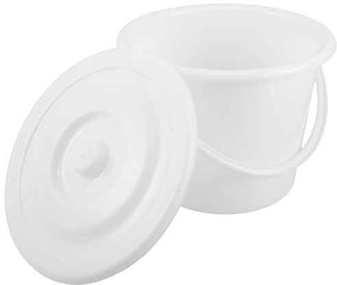 HEMOTON Seau de Toilette Portable 3000 Ml en Plastique Blanc avec Poignée, Couvercle Hermétique Anti-fuites et Graduation Claire – Pot de Chambre pour Adultes, Usage et Assistance Nocturne