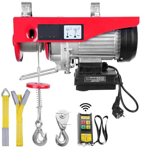 TILIEINE Polipasto Eléctrico Grúa de polipasto eléctrico de 250kg, Elevador portátil, cabrestante aéreo para Garaje con Control Remoto inalámbrico/con Cable Montacargas eléctrico(Wireless 250kg)
