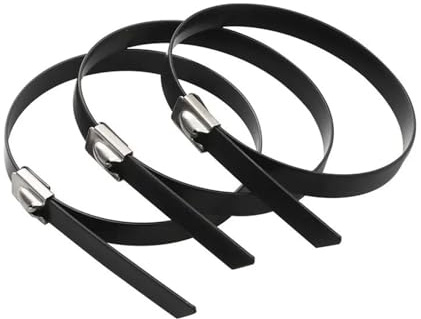 100 Uds bridas for cables de acero inoxidable 304 4,6 MM 7,9 MM de ancho 100-1100mm bridas metálicas autoblocantes negras completamente rociadas(4.6mm-Black,1100MM)
