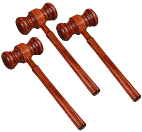 KHBUAB Martillo de Juez de Madera Maciza, Pack de 3 Piezas Multifuncional Sonido Claro y Fuerte para Subastas y Regalos