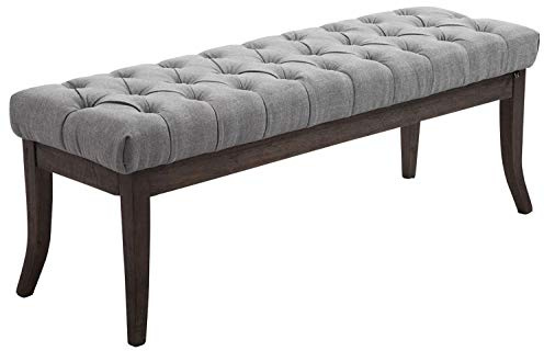 CLP Sitzbank Ramses mit hochwertiger Polsterung und Stoffbezug I Bank mit antik-dunklen Holzbeinen I Holzbank mit Einer Sitzhöhe von: 46 cm, Farbe:grau, Größe:120 cm