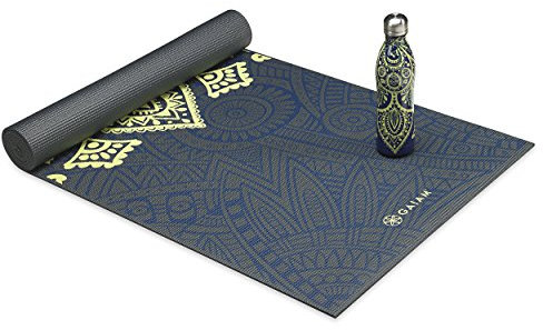 Gaiam Keep Your Cool Yoga Kit (Yoga Mat + Water Bottle), Sundial Layers, 4mm