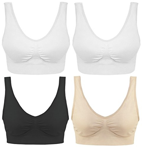 Boolavard BH, den ultimata komforten, 4 stycken, premiumkvalitet, storlek M, svart/vit/beige, XXXL - Brustumfang - 46-48in EU 46-50