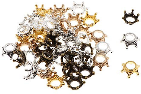 IPOTCH 50 Stücke Mischfarbe Metallperlen Krone Perlen Anhänger Zwischenperlen Schmuckanhänger Beads für DIY Charms Basteln Schmuck