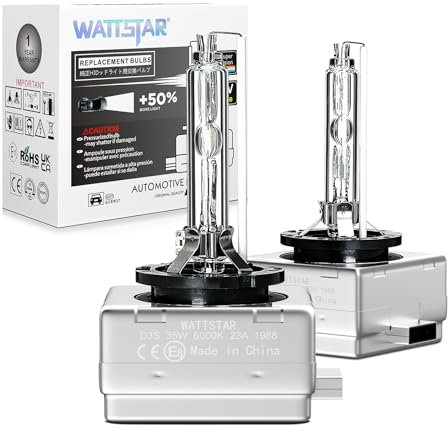 wattstar D3S Scheinwerfer, Restaurierung HID Kit, 35W 6000K Reinweiß Auto HID Umbausatz, Ersatzlampe ， Außenscheinwerferlampe （2er Pack…