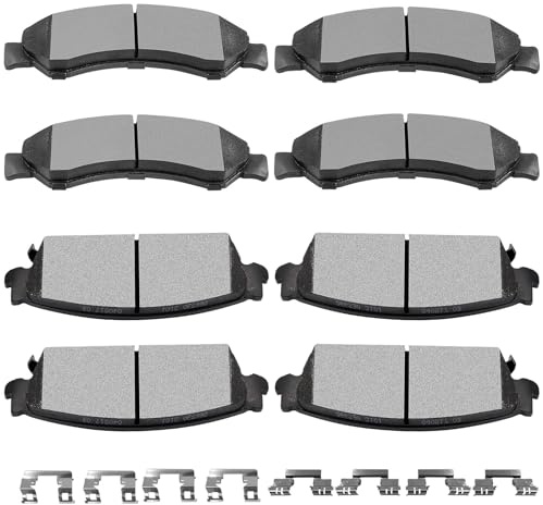 Ceramic Brake Pads Kits,SCITOO 8pcs Brakes Pads Set Fit For Cadillac Escalade ESV/EXT,For Chevy Avalanche/Silverado 1500/Suburban 1500/Tahoe,For GMC Sierra 1500/Yukon/Yukon XL 1500
