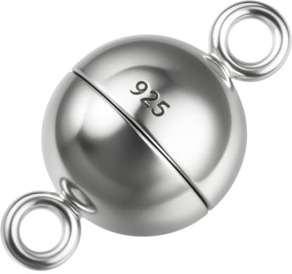 My-Bead Magnetverschluss 925 Sterling Silber Ø 8mm für Ketten Armbänder Colliers Ersatz & Reparatur Kugelmagnet DIY Schmuckzubehör