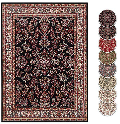 Hanse Home Design Kurzflor Wohnzimmerteppich Orient - Zabul Perser Look, Orientalischer Teppich für Esszimmer, Wohnzimmer, Schlafzimmer - Schwarz, 80x150 cm