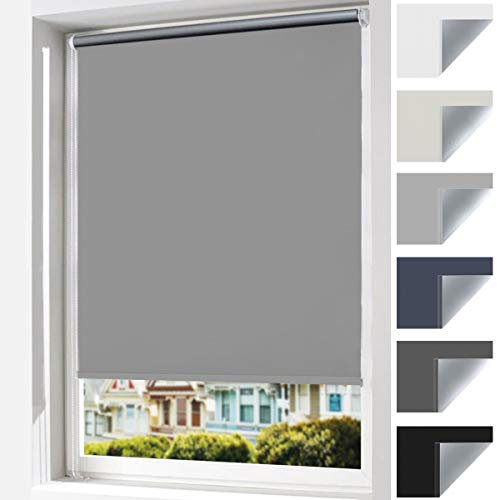 Vkele Verdunkelungsrollo Thermorollo ohne Bohren Verdunklungsrollo Klemmfix Rollo Verdunklung (Hellgrau, B90cm x H130cm) Fensterrollo Klemmrollo Sonnenschutz Sichtschutz für Fenster & Tür