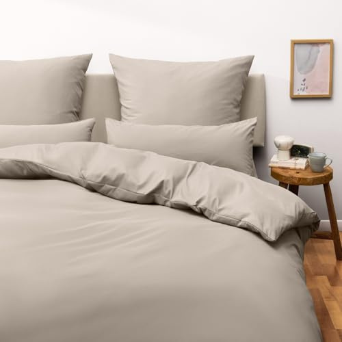 Blumtal Housse de Couette 240x260 cm + 2X taie d'oreiller 65x65 cm - Parure de lit 240x260 certifié Oeko-TEX - Taupe