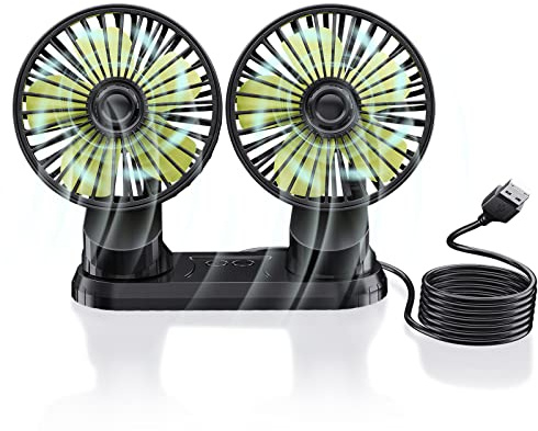 Ymenow Ventilateur de refroidissement USB, 5 V, double tête, portable, ventilateur de bureau électrique et ventilateur de refroidissement de table avec rotation à 360 degrés et 3 vitesses puissantes