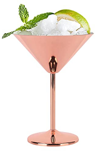Copas de martini de acero inoxidable, copas de martini irrompibles de oro rosa Copas de margarita Copa de cóctel Copa de vino para bar en casa, 220 ml