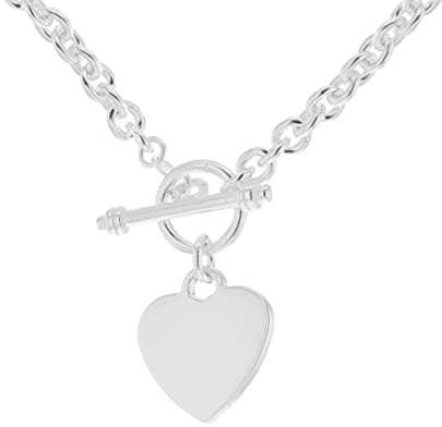 Tuscany Silver Women's Sterling Silver Heart T-Bar Belcher Chain Necklace 51cm/20