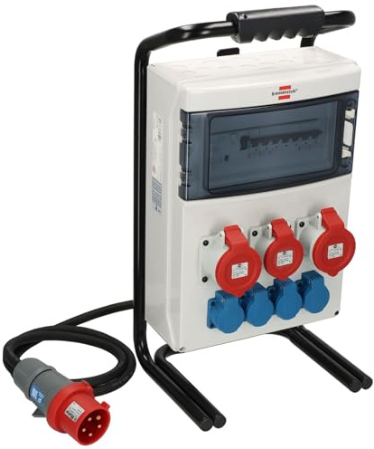 Brennenstuhl Portable Power Distributor Block (2x32A + 1x16A CEE Sockets, 2m Cable, for Construction Site Use and Permanent Outdoor Use, with FI Plug)