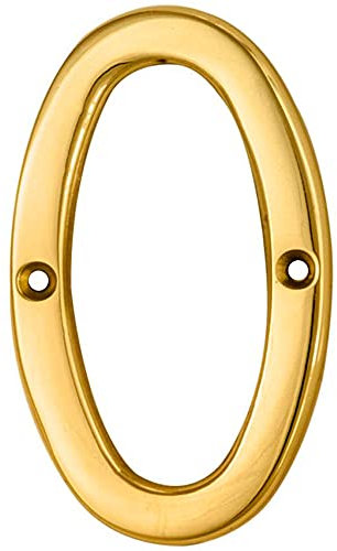 Polished Brass Door Number 0-75mm Height - 4mm Depth - House Numeral Plaque | Front Door House Numbers - Decorative External Door Letters - Numeral & Letter Plaques