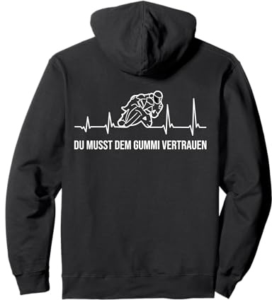 Herzschlag Motorrad | Lustige Biker Sprüche | Motorradfahrer Pullover Hoodie
