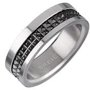 Breil, Collezione Joint, Anello Uomo in Acciaio Colorato Satinato, con Piccole Borchie Nere, Idee Regalo Uomo, Misura 25, Silver-Black